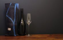Load image into Gallery viewer, free flowing blues with silk - wine wallet